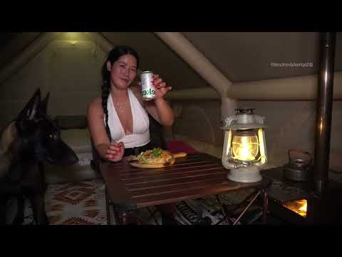 Stormy Rain Camping in the Mountains – Warm & Cozy Luxury Tent Experience