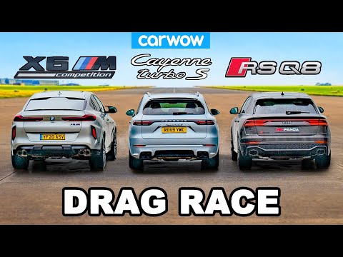 BMW X6M v Audi RSQ8 v Porsche Cayenne Turbo S - DRAG RACE