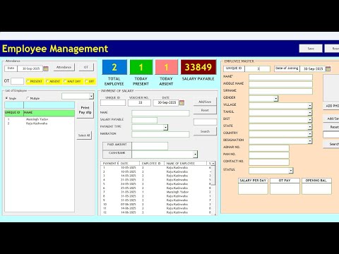 Employee Attendance Payroll in Excel VBA Software.