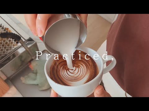 BARISTAJOY βοΈ Basic Latte art that I practiced for a week (Heart, Tulip, Rosetta, Swan, Rose,,)