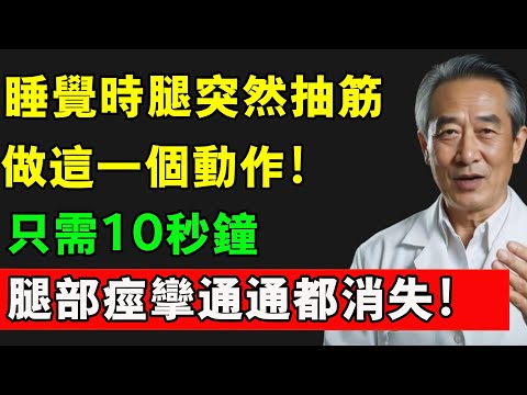 睡覺時腿突然抽筋，做這一個動作！只需10秒鐘，腿部痙攣通通都消失！#肌肉 #抽筋  #健康 #睡眠 #中老年生活#動作 #睡覺