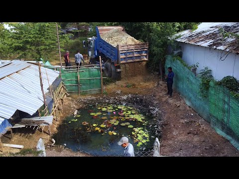 First Start New PROJECT!! LANDFILL Delete Deep POND In Flooded Area Use Strong Dozer & 5Ton Truck.