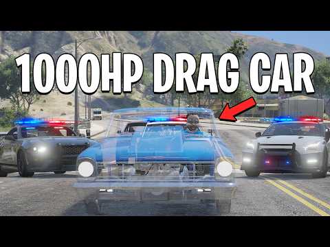 Running From Cops with Invisible 1000HP Drag Car on GTA 5 RP