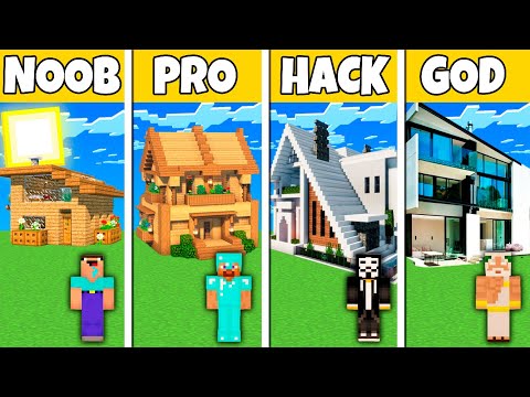 Minecraft Battle: NOOB vs PRO vs HACKER vs GOD LUXURY HOUSE BUILD CHALLENGE in Minecraft