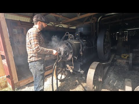 Engine Start-up after new injector nozzle. Old Sawmill. 1938