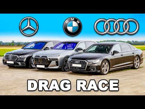BMW 7 Series v S-Class v A8: DRAG RACE