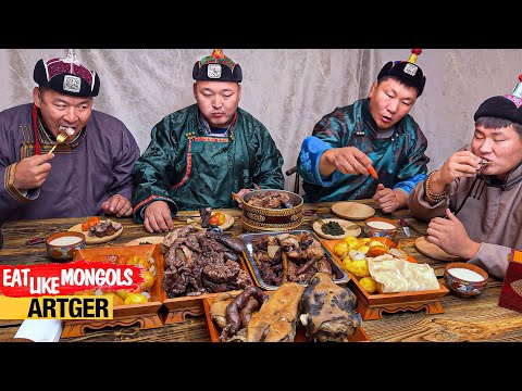 Giant Mongolian Mutton Feast for Mighty Hungry Wrestlers! Mukbang Wrestlers | Eat Like Mongols