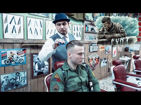 💈 ASMR BARBER - Brad Pitt FURY HAIRCUT - Razor Fade UNDERCUT