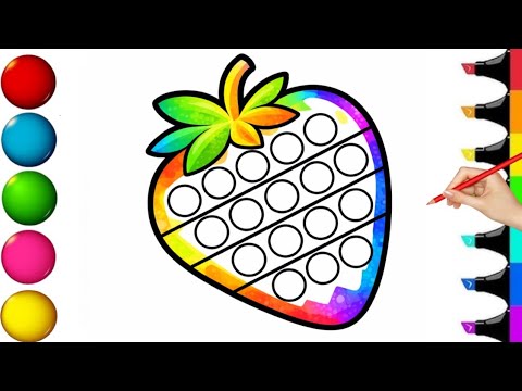 Easy strawberry drawing for kids / how to draw strawberry with color / fruit strawbbery drawing Easy