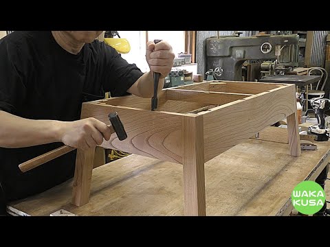 【woodworking】zelkova coffee table/ table legs are slanted