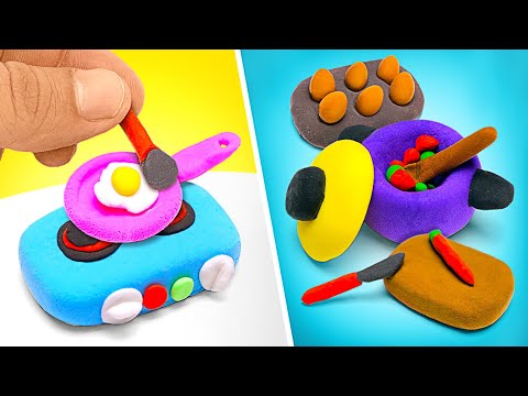 Miniature Doll Crafts 🍰🎀 Tiny Kitchen, Makeup &amp; Adorable Clay Creations