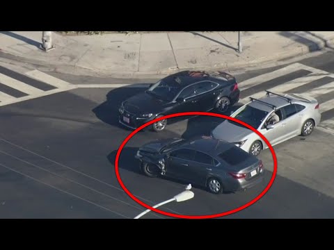 Police Chase: Authorities in pursuit of robbery suspect through Los Angeles County