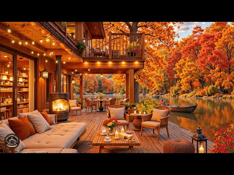 Sweet Autumn Jazz Music for Relaxing 🍂 Vintage Outdoor Cafe in Old Town 1940s ~ Cozy Fall Ambience