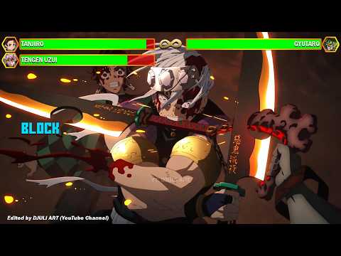 Tengen Uzui and Tanjiro VS Gyutaro WITH HEALTHBARS | Demon Slayer | Kimetsu no Yaiba