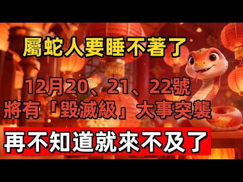 屬蛇人要睡不著了！12月20、21、22號，將有「毀滅級」大事突襲，再不知道就來不及了！#生肖 #運勢 #風水 #財運 #佛教 #佛韻玄心#佛学