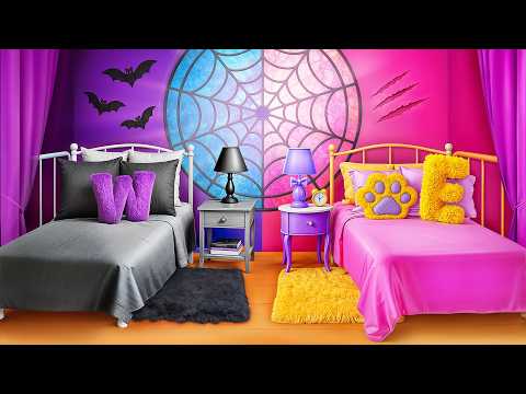 Pink vs. Black! One-Color Challenge! Wednesday cosplay vs. Enid cosplay!