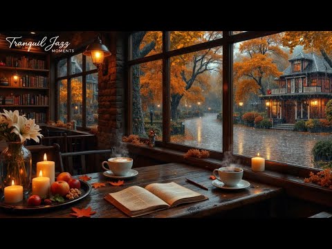 Beautiful Jazz Piano Music Helps Relieve Stress 🍂 Warm Autumn Coffee Shop Space on Rainy Day #2