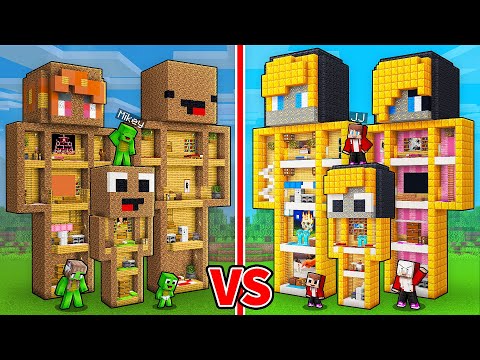 JJ and Mikey: POOR vs RICH Statue Family Battle in Minecraft - Maizen