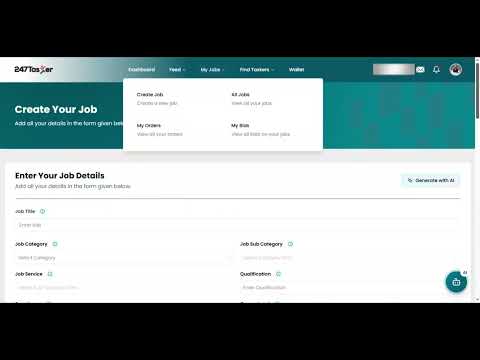 Posting a Job on 247Taker with the Help of Ghufran AI Assistant #platform #marketplace #freelancer