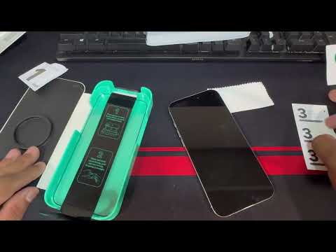 Installing ESR Tempered Glass Screen Protector on iPhone 16Pro Max