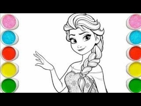 Beautiful Elsa Drawing for Kids, Painting & Coloring for Kids | Let's Draw Together