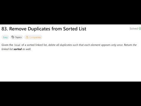 Remove Duplicates from Sorted List | @faang-academy