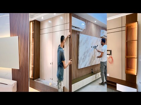 Top 4 Luxury TV Wall Design Ideas | Wood, Marble & Chipboard Combination Like a Pro ✨