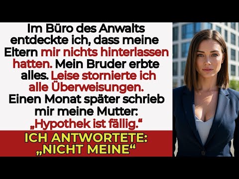 Meine Familie enterbte mich heimlich – beim Anwalt hörte ich „Ihr Bruder bekommt das ganze Erbe“