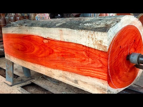 Amazing Woodturning AKT - Something They Do Every Day Carving Giant Wood On A Lathe