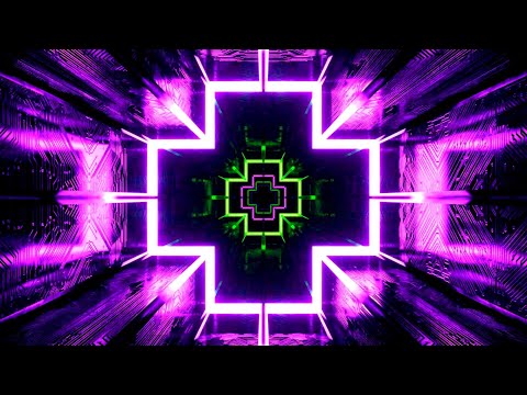 Explosão Visual 4K Futuristischer Neon-Tunnel in Lila und Grün mit Digitalen Schaltkreisen(Ohne Ton)