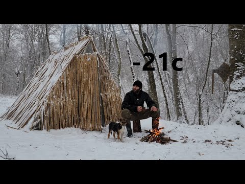 Construction of a temporary shelter during a severe snow storm at -21 degrees!!
