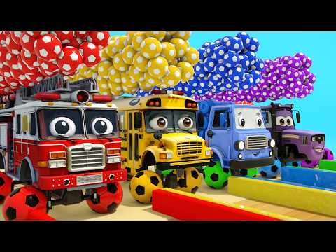 Wheels On the Bus + Baby Shark song - Giant soccer balls instead of wheels - Baby Nursery Rhymes