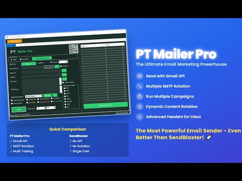 Best Bulk Email Sender Software | PT Mailer Pro Send Bulk Email Using SMTP Rotation & Gmail API