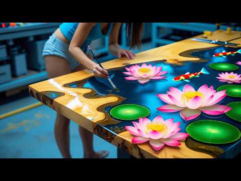 Burned Raw Wood to Masterpiece - Excellent Process of Crafting Beautiful Epoxy River Table