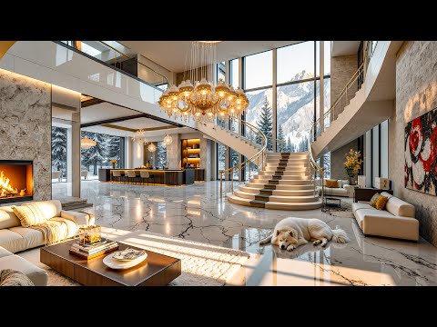 Soothing Jazz In A Luxurious Apartment In The Winter Forest - Jazz Instruments And Fireplace Sounds