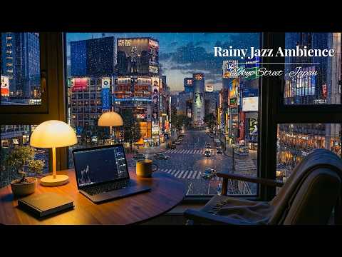 3 HOURS Tokyo Rain Ambience 🌧️ | Relaxing Jazz Piano & Rain Sounds for Deep Focus