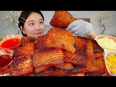 ASMR 턱 나가는줄 알았어요😂 쫀득한 돼지껍데기 3kg 먹어볼게요 후식= 멜론🍈 리얼먹방 :) 3kg pig skin , Melon MUKBANG