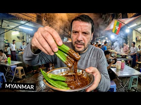 Provando COMIDAS DE RUA à noite em Yangon!! 🇲🇲