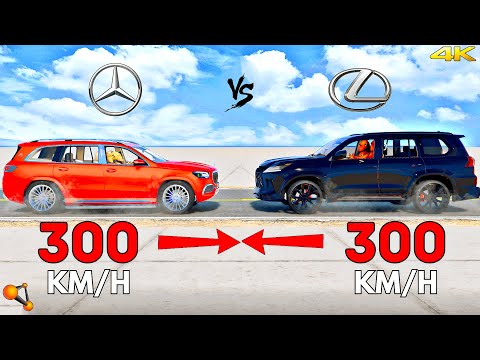 MERCEDES MAYBACH GLS vs LEXUS LX – 300 KM/H Head-On Crash Test | BeamNG.drive Gameplay