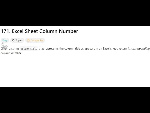 Excel Sheet Column Number | @faang-academy