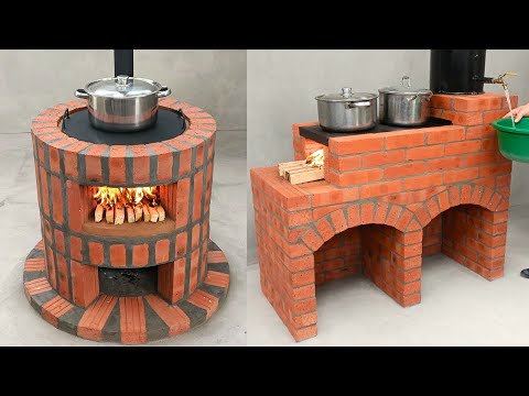 Two models of wood - burning brick stoves -  Beautiful, easy to make, and save firewood