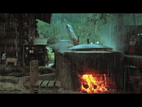 Rainy Day with Crackling Firewood | Sleep ASMR for Stress & Insomnia Relief