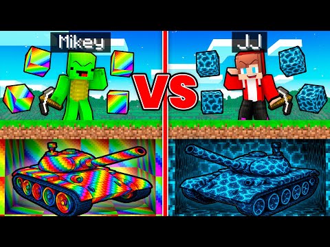 Mikey RAINBOW vs JJ STORM Tank Mine Battle in Minecraft - Maizen