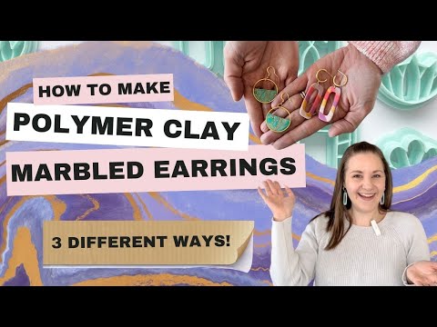Polymer Clay Marbled Earrings Tutorial - 3 different techniques!