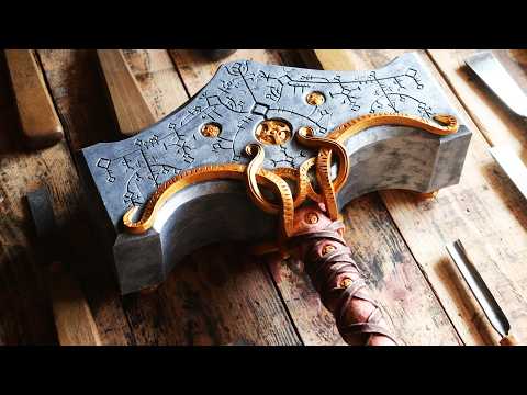 Thor's hammer from God of War. Wood carving.