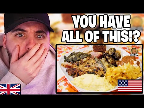 Brit Reacts to British Highschoolers try FULL American Thanksgiving Dinner!