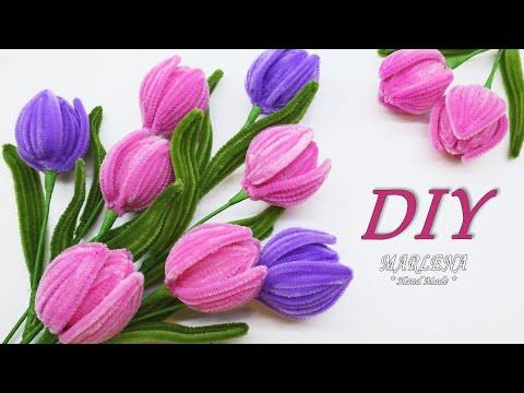 🌷 DIY TULIPS for a gift 🌷 Chenille wire (Pipe Cleaners) Flowers