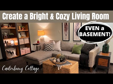 DIY BUDGET BASEMENT LIVING ROOM MAKEOVER/BEST TIPS FOR CREATING A BRIGHT AND COZY SPACE
