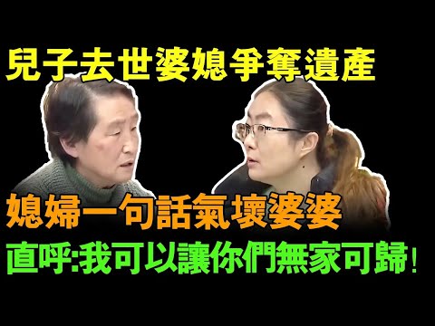 儿子去世婆媳争夺儿子遗产，媳妇一句话气坏婆婆！直呼：钱都是我的！我可以让你们无家可归！【真实调解室】