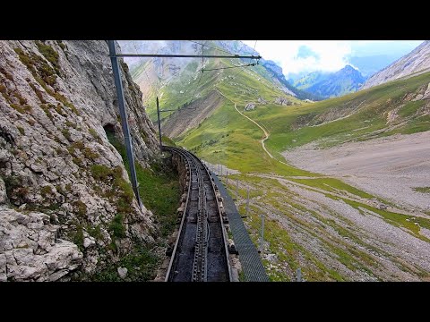 Pilatus Bahn Summit to Alpnachstad  –  Driver’s Eye View of the World's Steepest Cog Railway